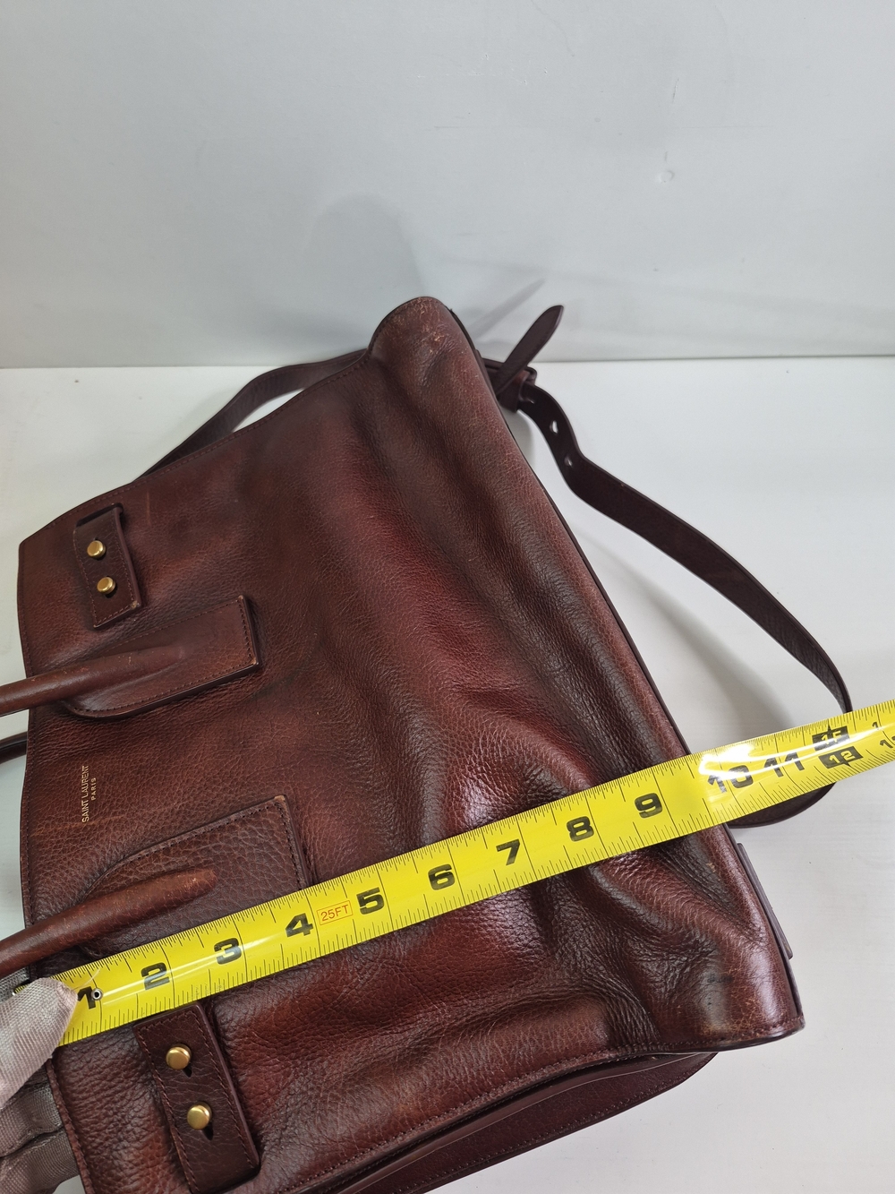 Yves Saint Laurent Dark Brown Leather Briefcase Tote with Gold Hardware - Picture 15 of 15